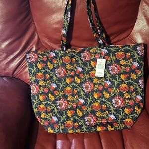 Vera Bradley Black and Red Floral Tote